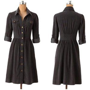 Anthropologie Fei Refined Cord Shirt Dress in Gray, size 12